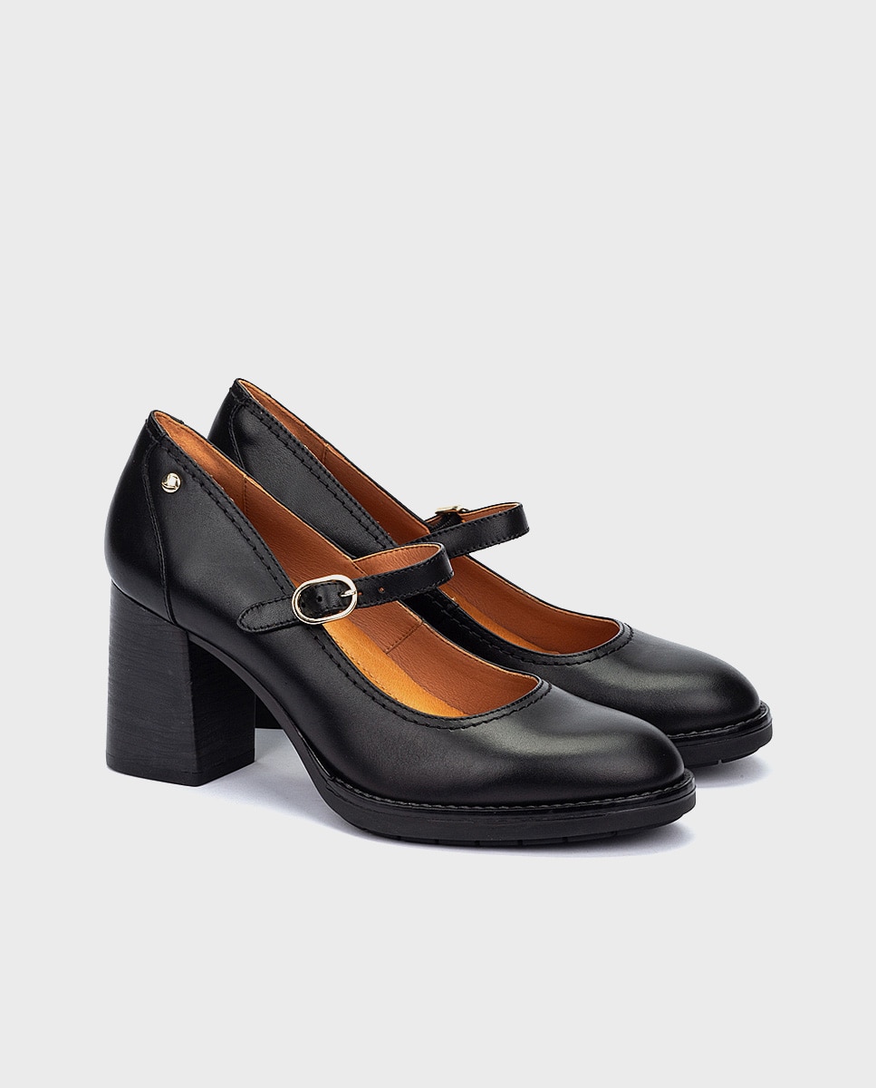Zapatos de salón de mujer de piel con cierre de hebilla - Pikolinos - Negro Negro-3