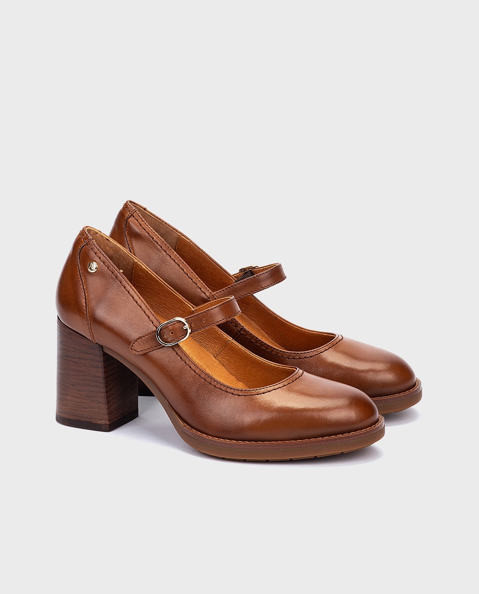 Zapatos de salón de mujer de piel con cierre de hebilla - Pikolinos - Marrón Marrón-3