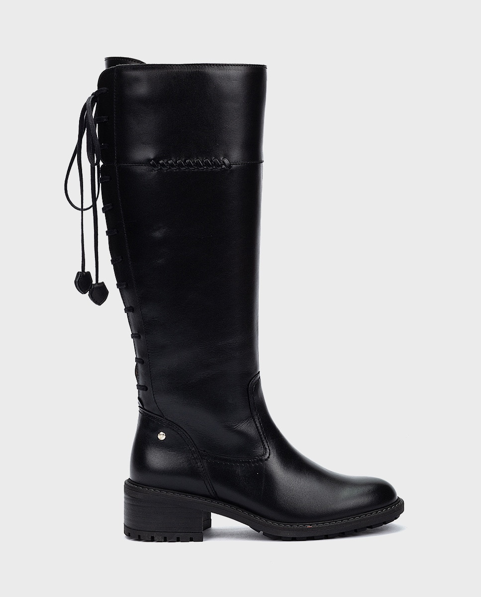 Botas de mujer de piel con cremallera - Pikolinos - Negro Negro-1