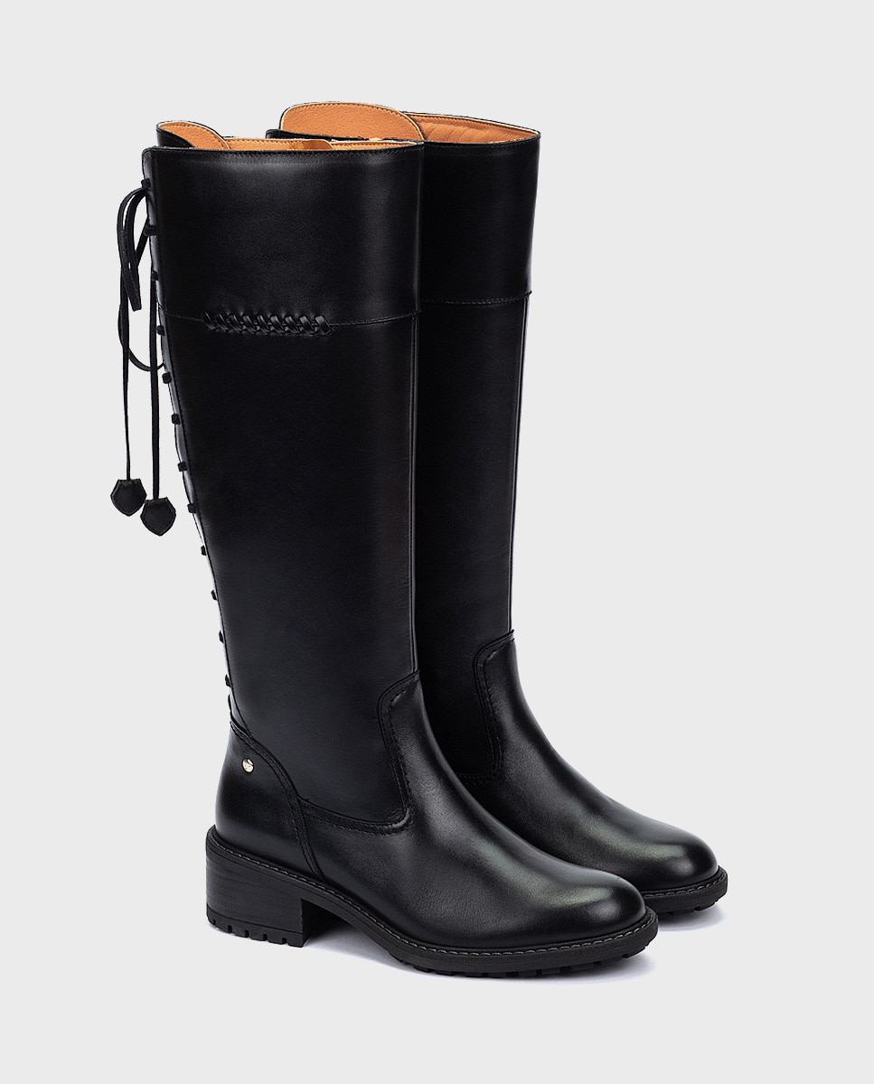 Botas de mujer de piel con cremallera - Pikolinos - Negro Negro-4