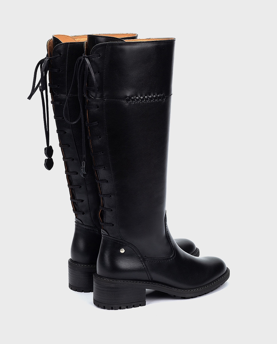 Botas de mujer de piel con cremallera - Pikolinos - Negro Negro-3