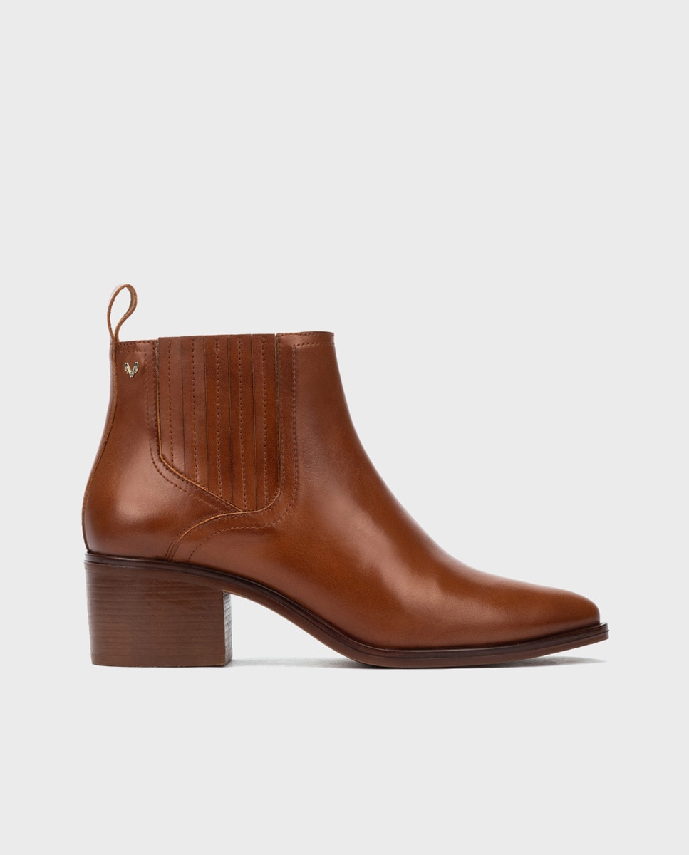 Botines de mujer de piel con elástico en color negro - Martinelli - Marrón Marrón-1