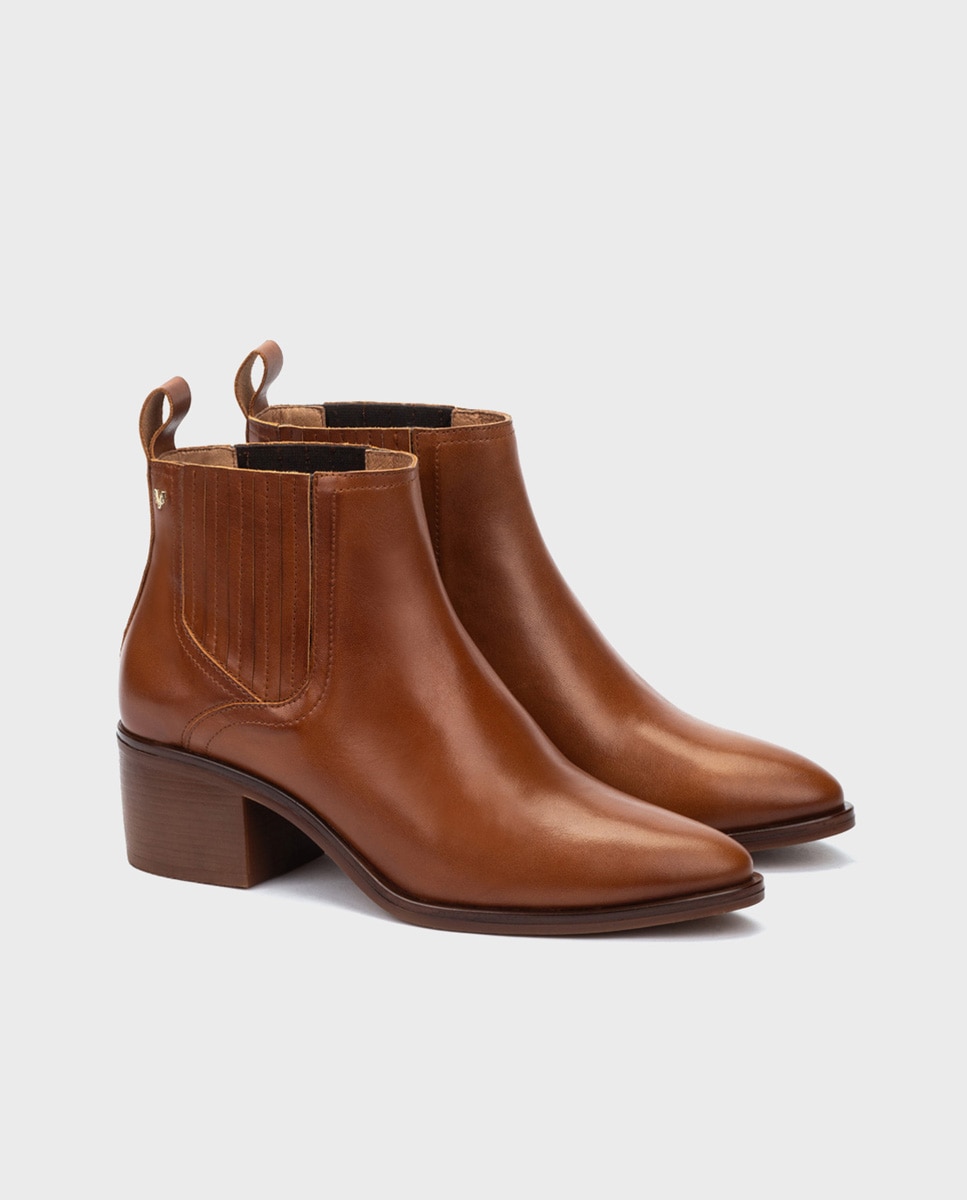 Botines de mujer de piel con elástico en color negro - Martinelli - Marrón Marrón-3