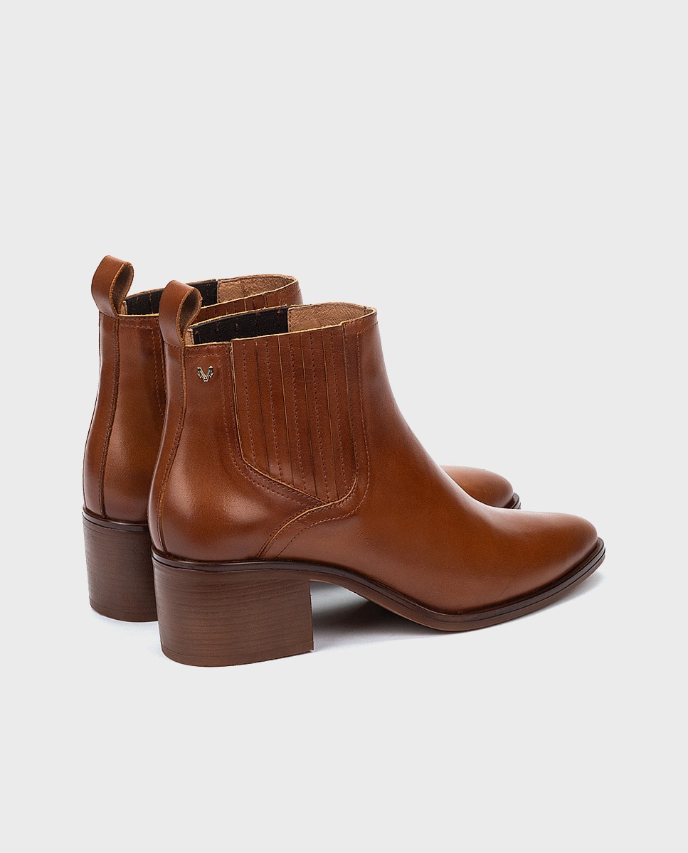 Botines de mujer de piel con elástico en color negro - Martinelli - Marrón Marrón-2
