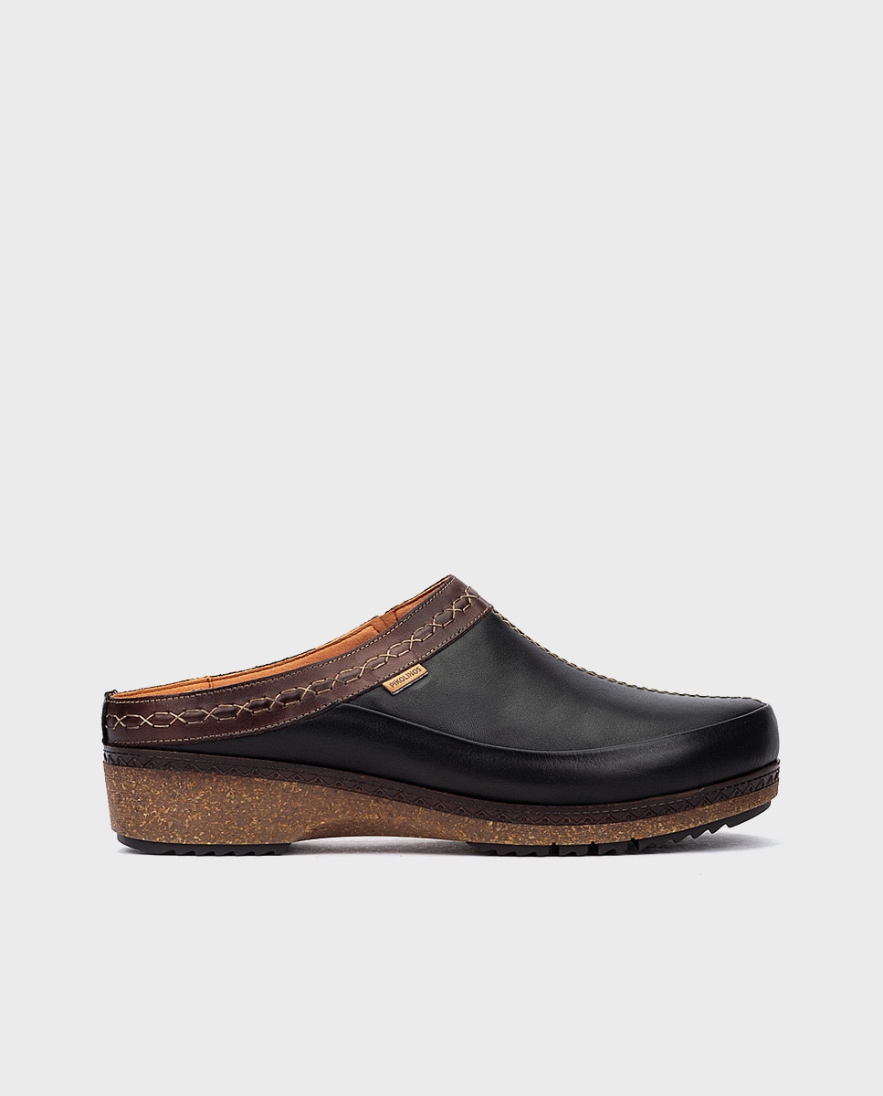 Pikolinos - Zuecos de mujer de piel con plantilla memory foam extraí­ble.