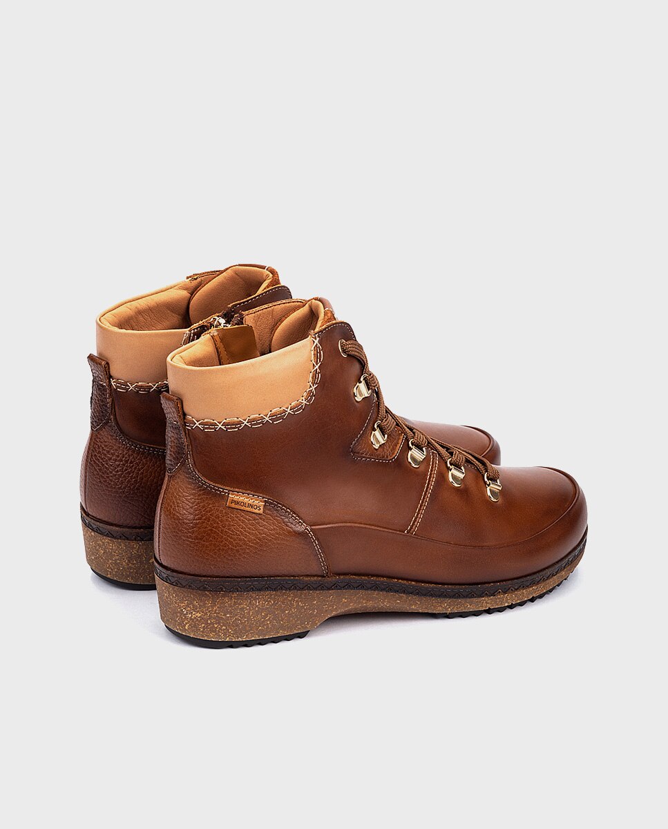 Botines planos de mujer de piel con plantilla memory foam extraíble - Pikolinos - Marrón Marrón-2