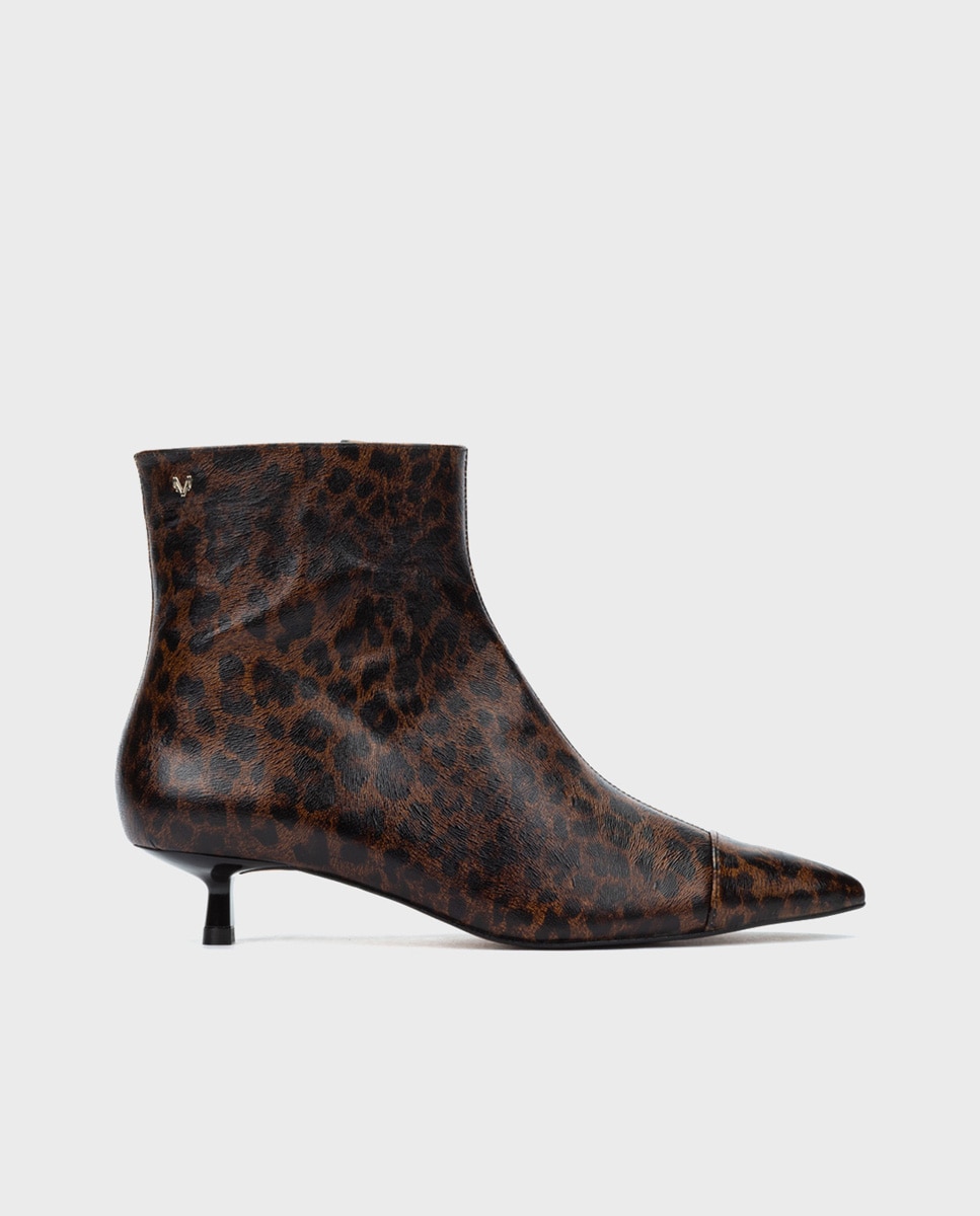 Botines de tacón de mujer de piel con cremallera en color - Martinelli - Marrón Marrón-1