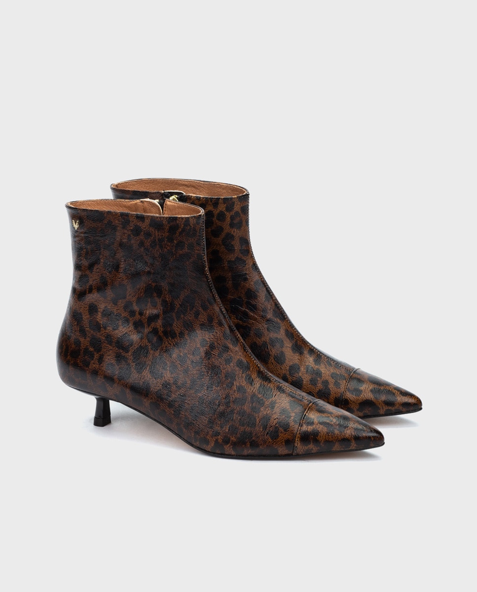 Botines de tacón de mujer de piel con cremallera en color - Martinelli - Marrón Marrón-3