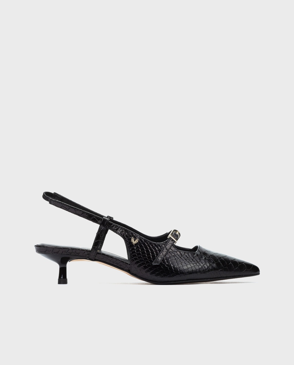 Martinelli - Zapatos de tacón de mujer de piel con hebilla en color negro.