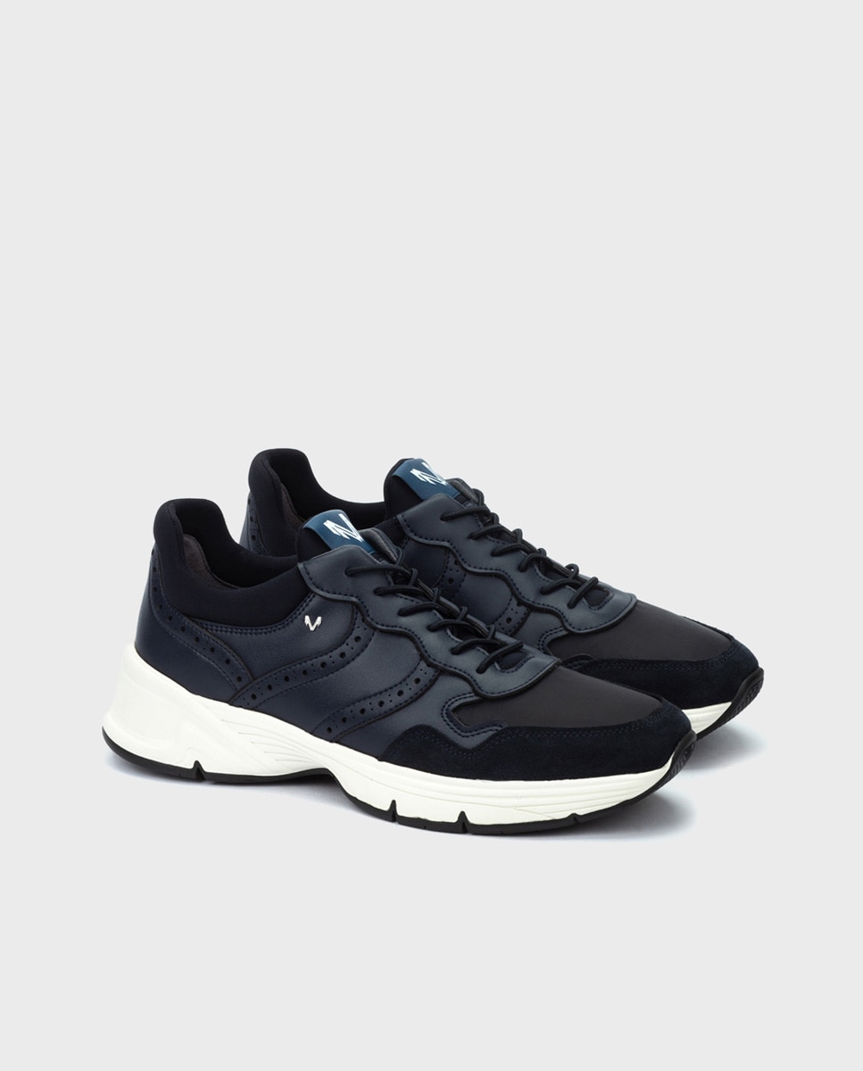 Zapatillas de hombre de piel con elásticos - Martinelli - Azul Azul-3