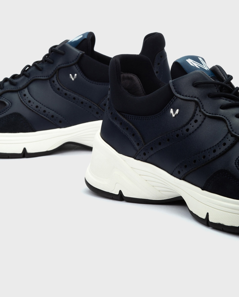 Zapatillas de hombre de piel con elásticos - Martinelli - Azul Azul-4