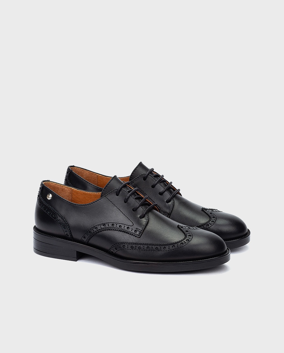 Zapatos de cordones de mujer de piel con cordones - Pikolinos - Negro Negro-3
