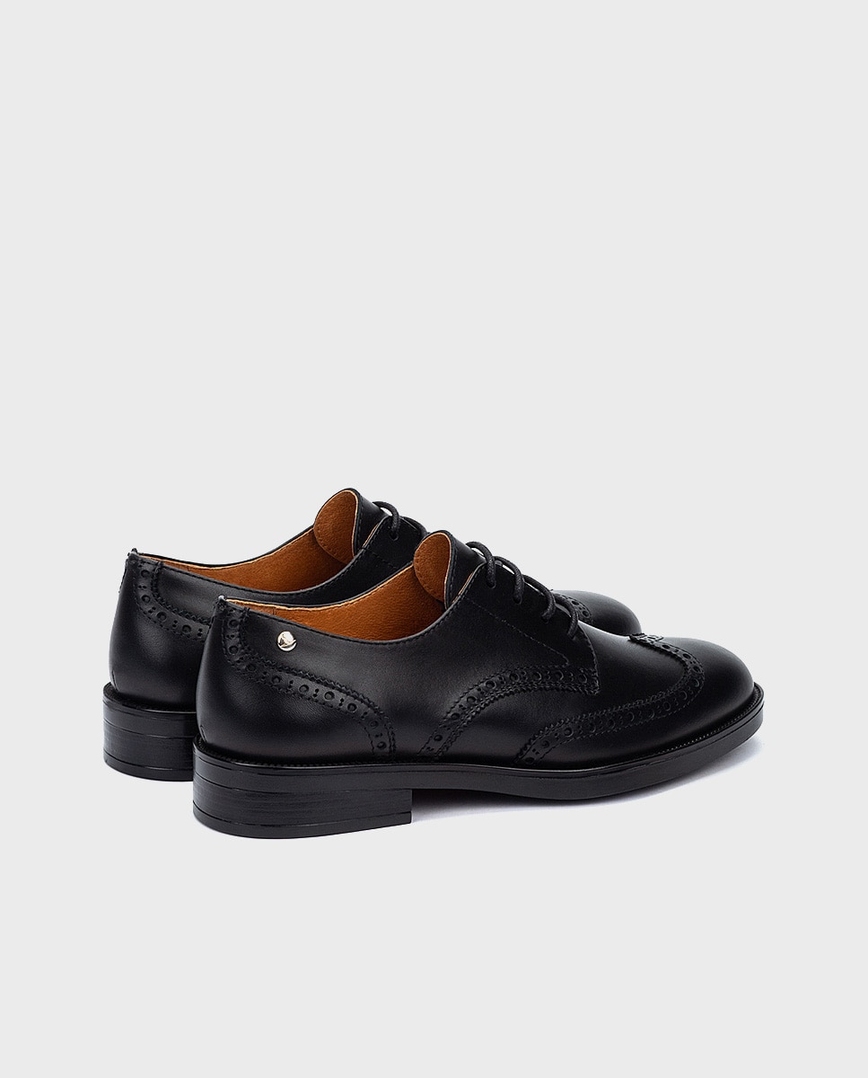 Zapatos de cordones de mujer de piel con cordones - Pikolinos - Negro Negro-2