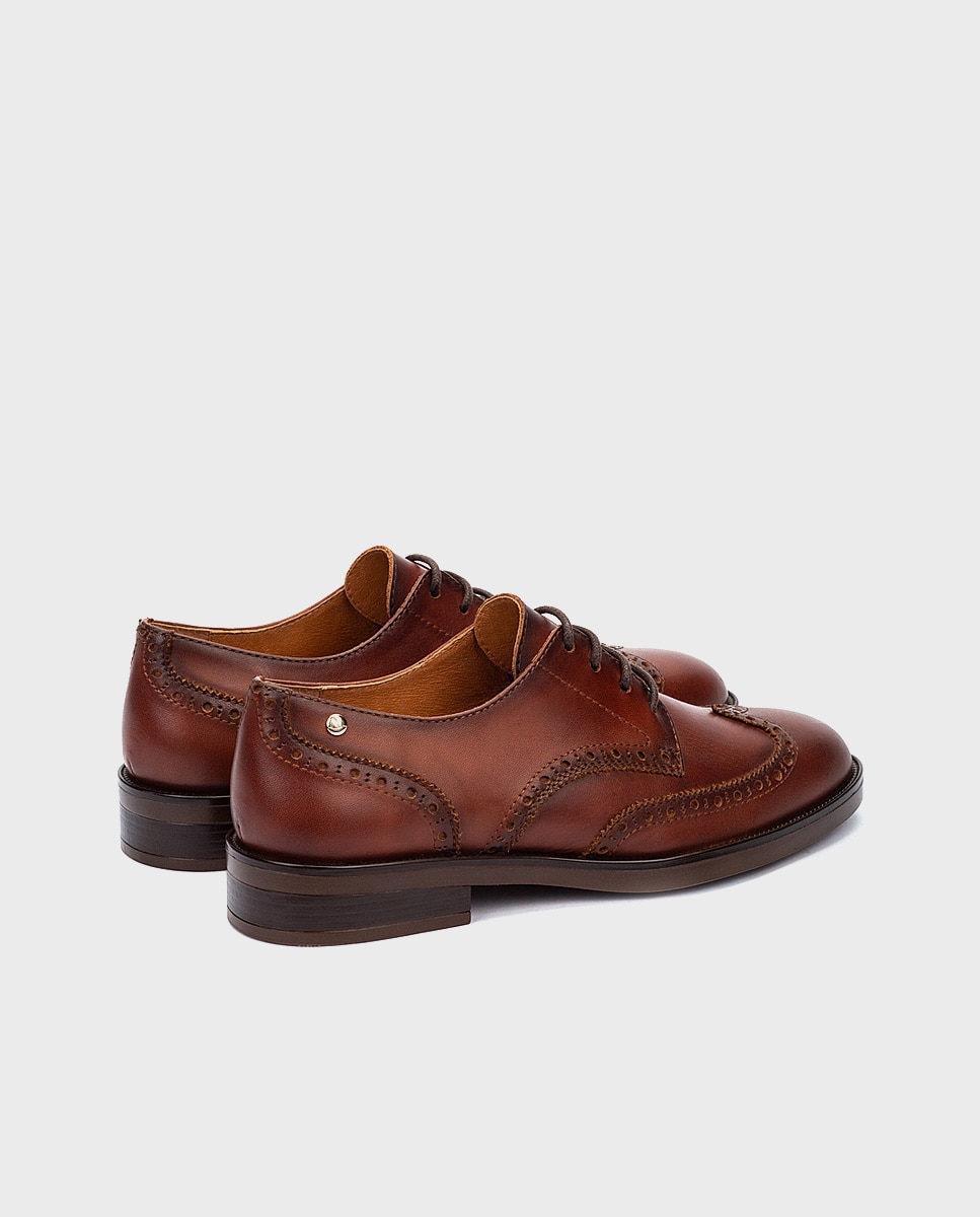 Zapatos de cordones de mujer de piel con cordones - Pikolinos - Marrón Marrón-2