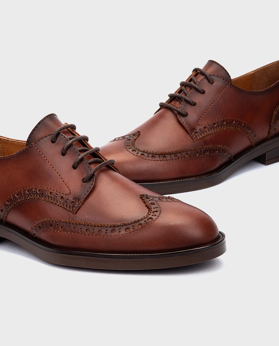 Zapatos de cordones de mujer de piel con cordones - Pikolinos - Marrón Marrón-4