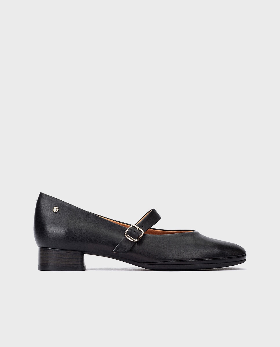 Imagen 0 de Zapatos de tacón de mujer de piel con horma amplia Negro