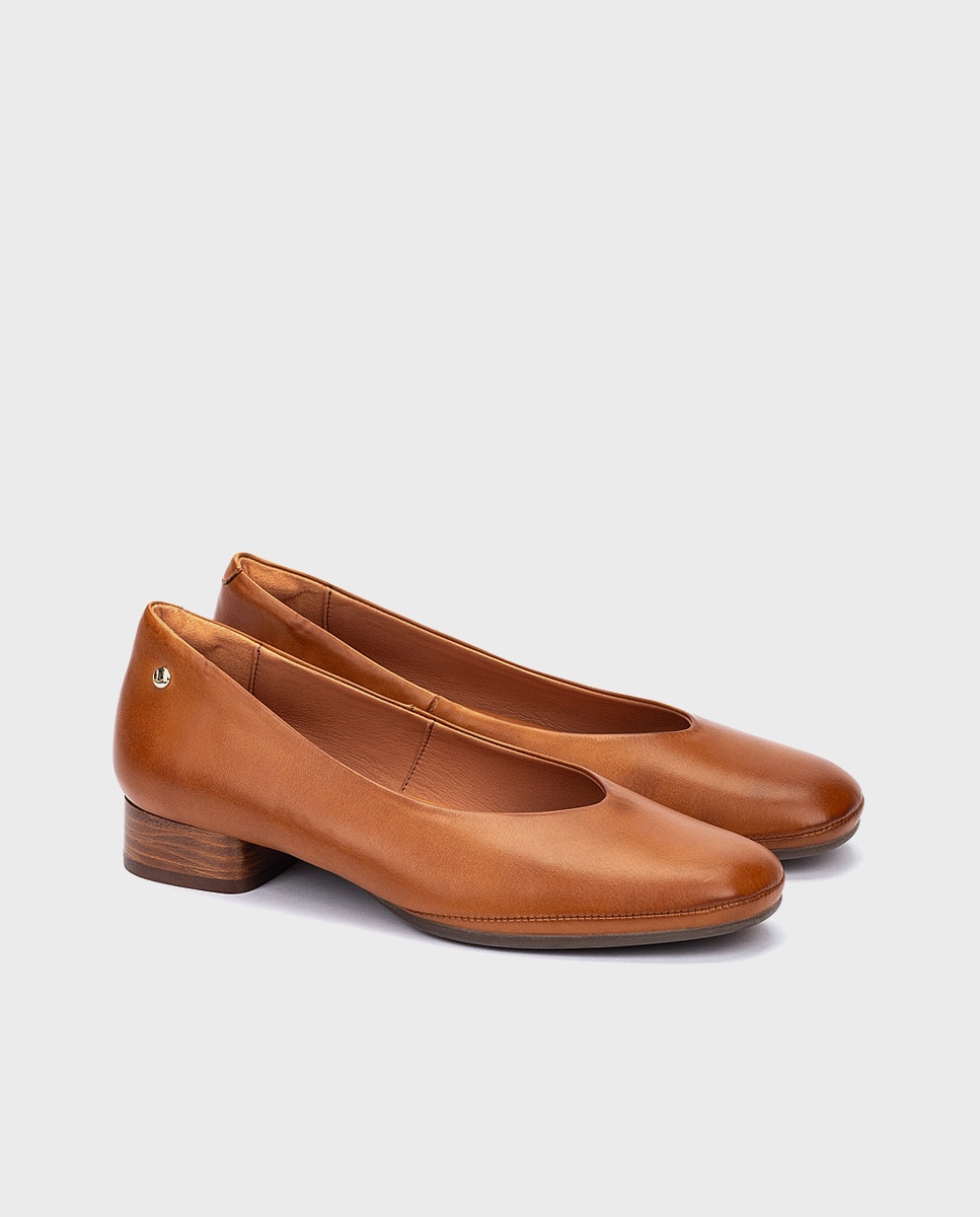 Zapatos de tacón de mujer de piel con horma amplia - Pikolinos - Marrón Marrón-3