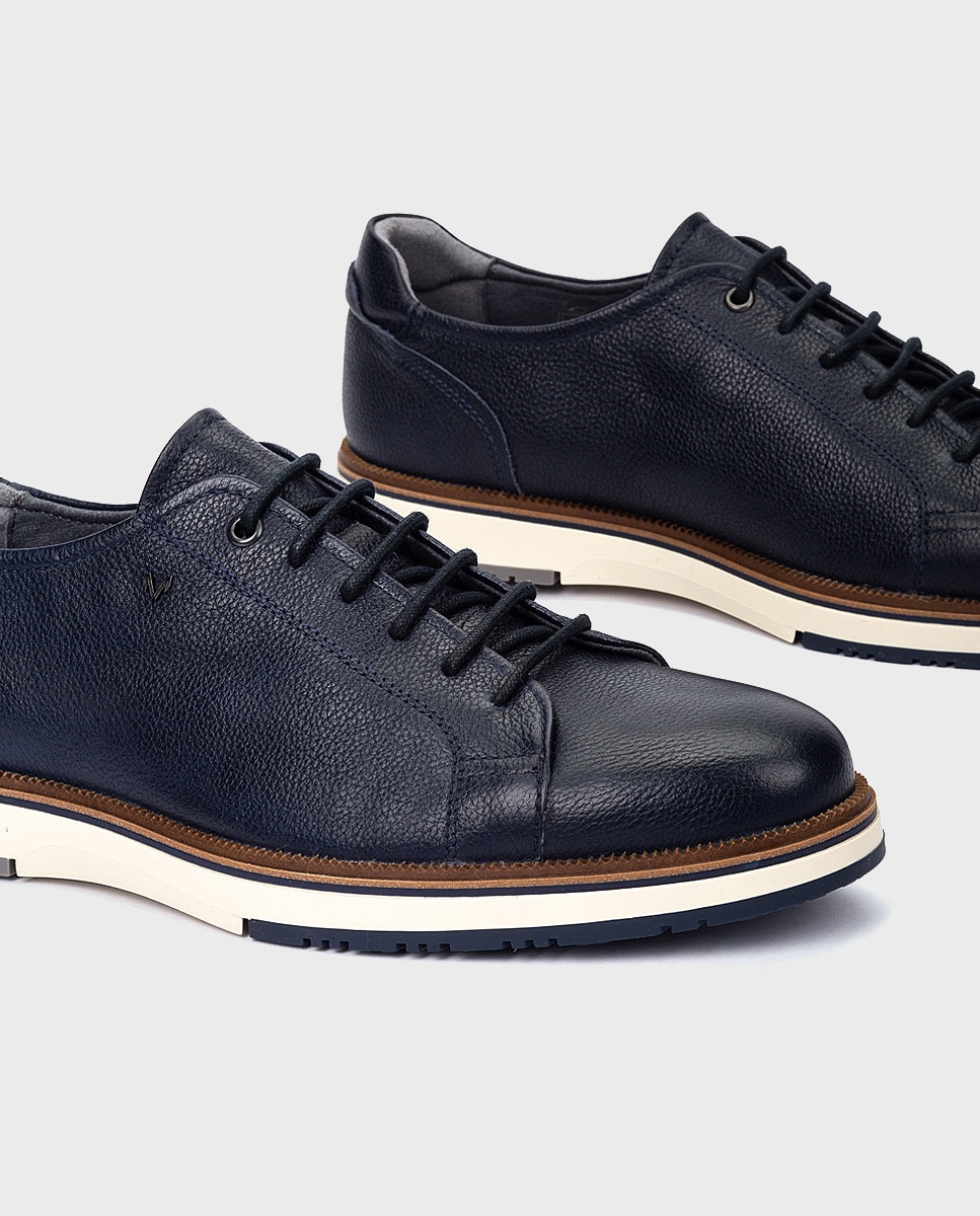 Zapatos de cordones de hombre de piel con plantilla acolchada - Martinelli - Azul marino Azul marino-4