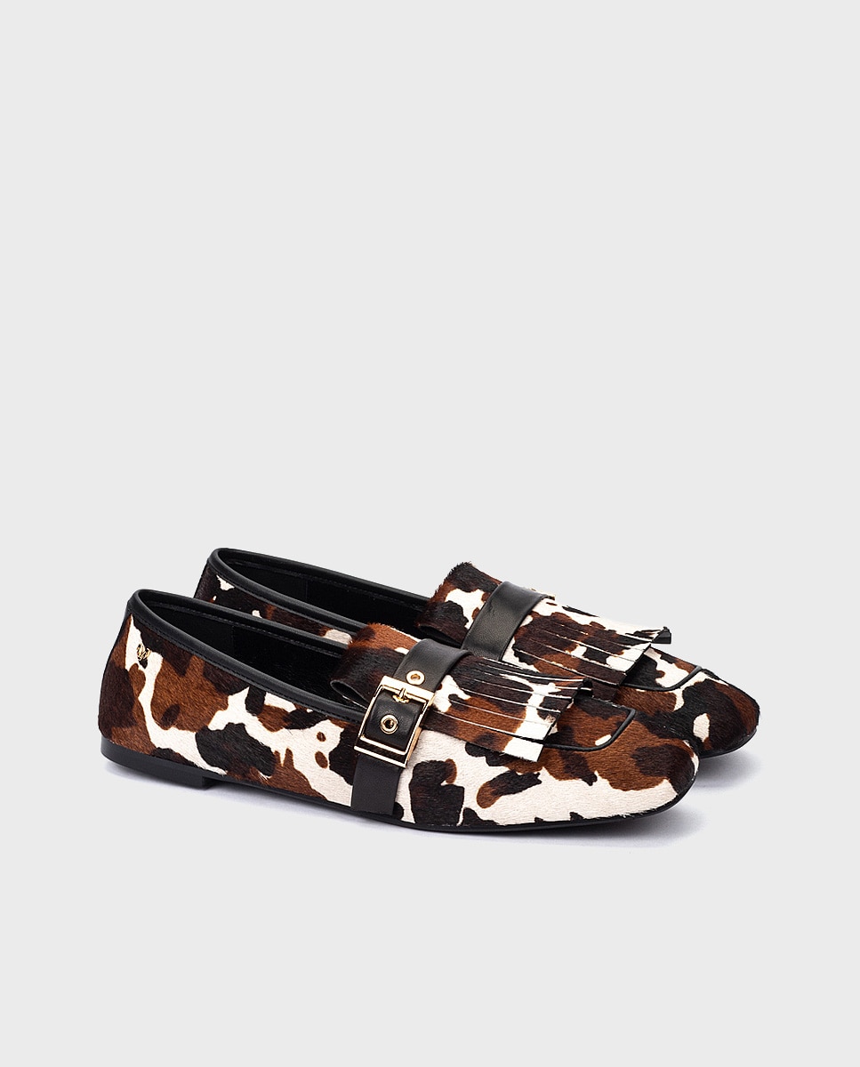 Mocasines de mujer de piel con estampado en color - Martinelli - Marrón Marrón-3
