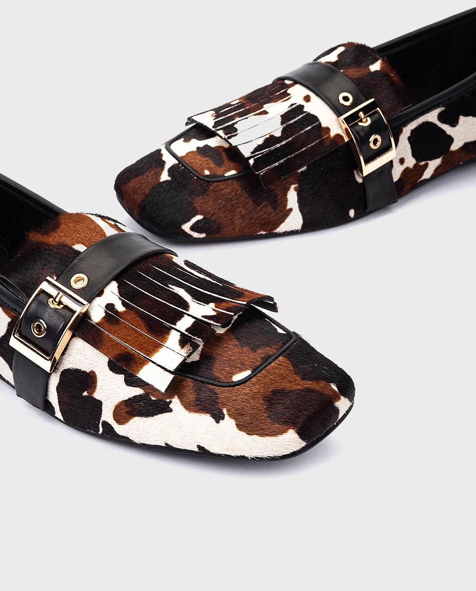 Mocasines de mujer de piel con estampado en color - Martinelli - Marrón Marrón-4