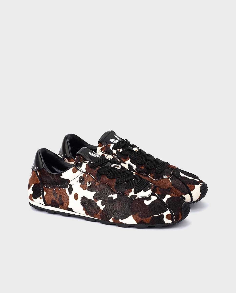Zapatillas de mujer de piel con cordones en color - Martinelli - Marrón Marrón-3