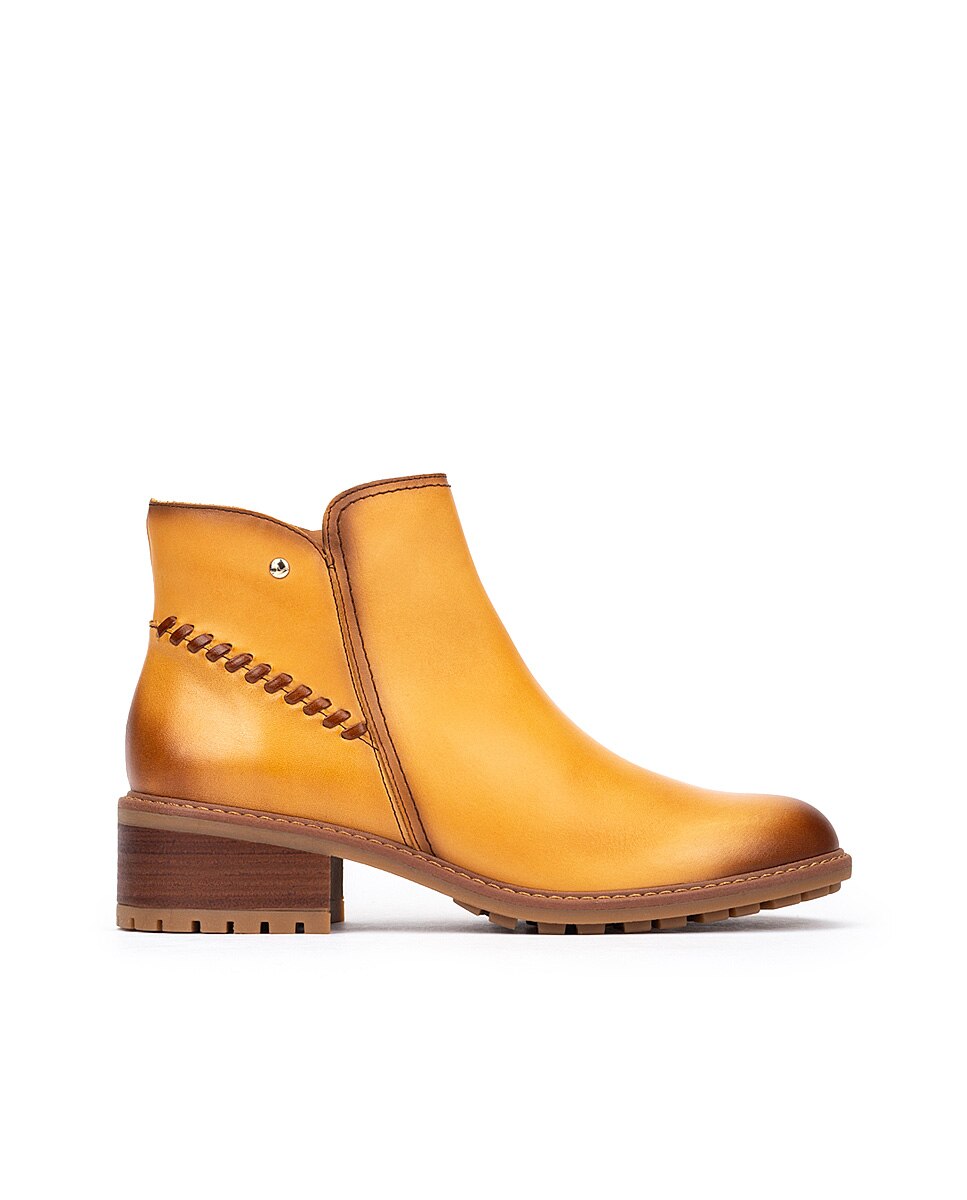 Botines de tacón de mujer de piel con cremallera - Pikolinos - Amarillo Amarillo-1