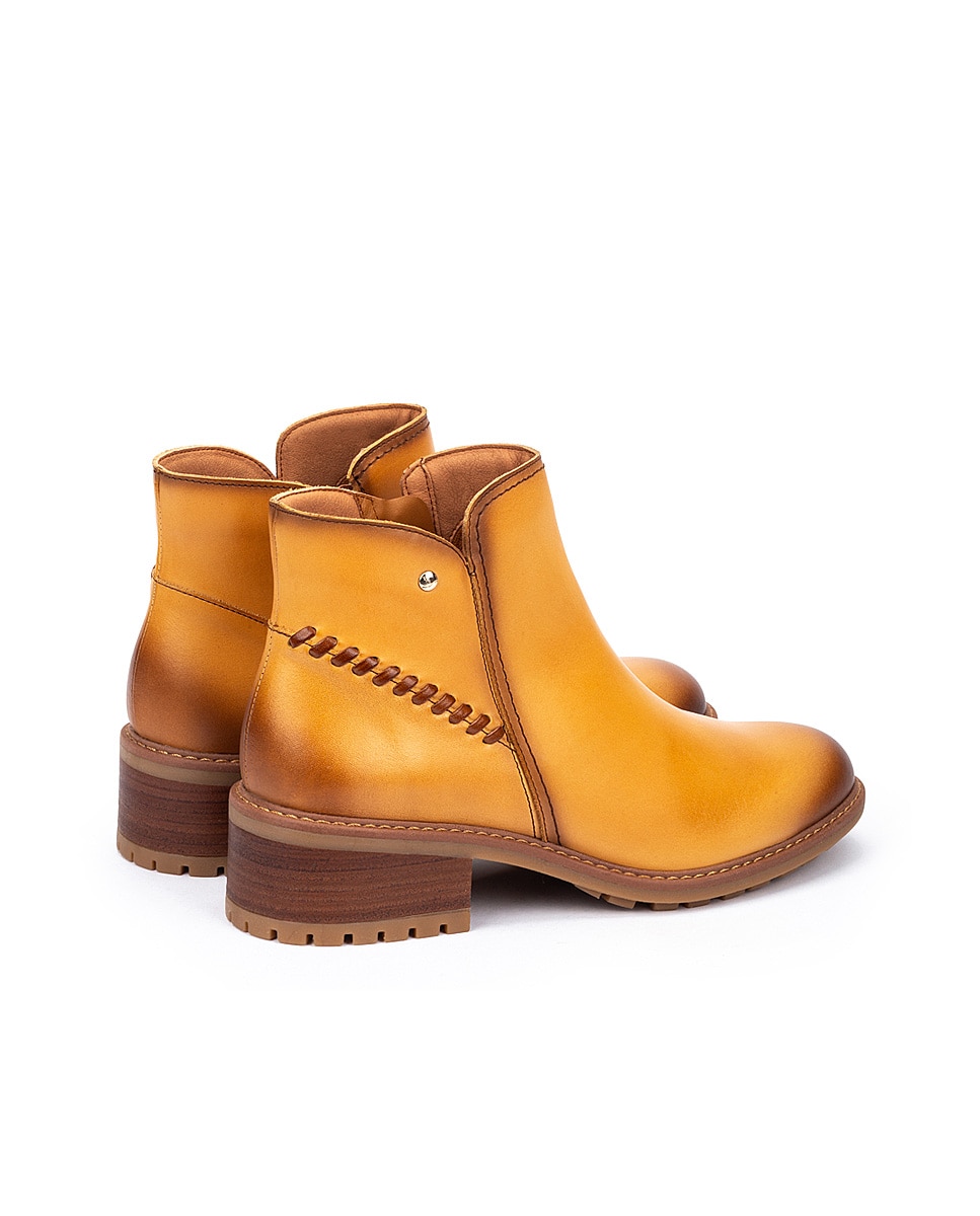 Botines de tacón de mujer de piel con cremallera - Pikolinos - Amarillo Amarillo-2