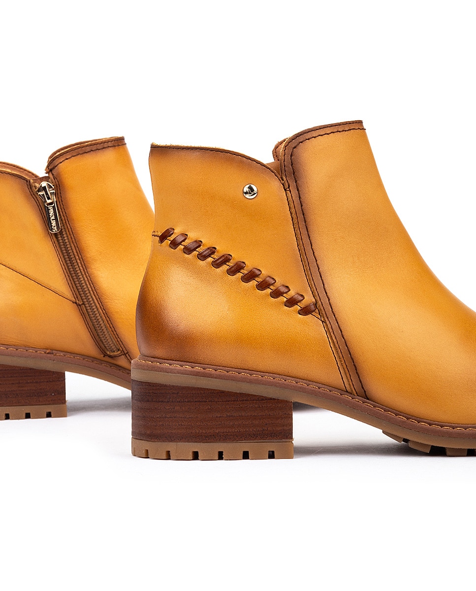 Botines de tacón de mujer de piel con cremallera - Pikolinos - Amarillo Amarillo-4