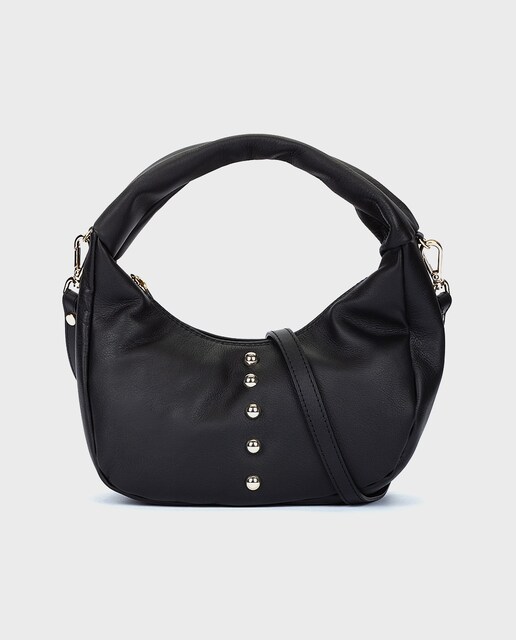 Imagen 0 de Bolso de hombro de mujer de piel con cierre de cremallera en color negro