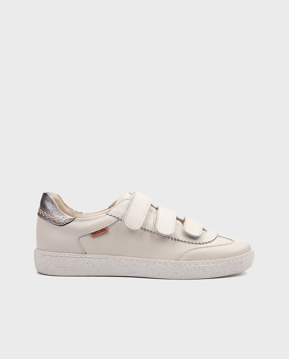 Pikolinos - Zapatillas de mujer de piel con plantilla memory foam extraíble en color blanco.