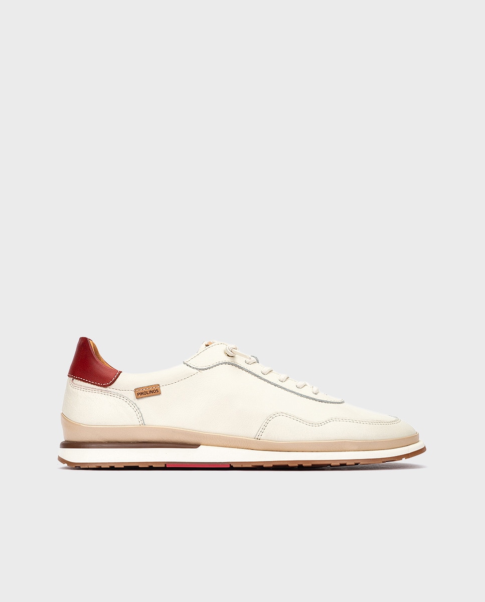 Pikolinos - Zapatillas de mujer de piel con cordones en color blanco.