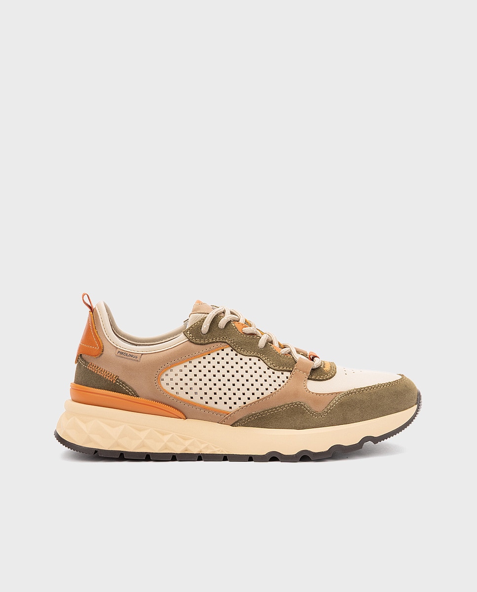Pikolinos - Zapatillas de hombre de piel con plantilla acolchada Memory Foam y suela extraligera.