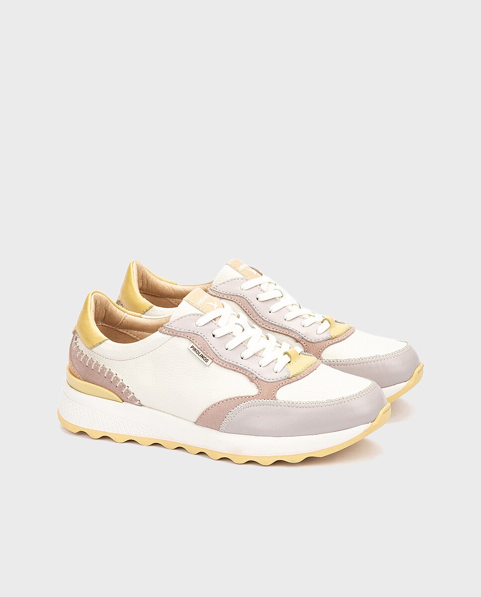Zapatillas de mujer de piel con plantilla acolchada memory foam y suela extraligera - Pikolinos - Rosa Rosa-3