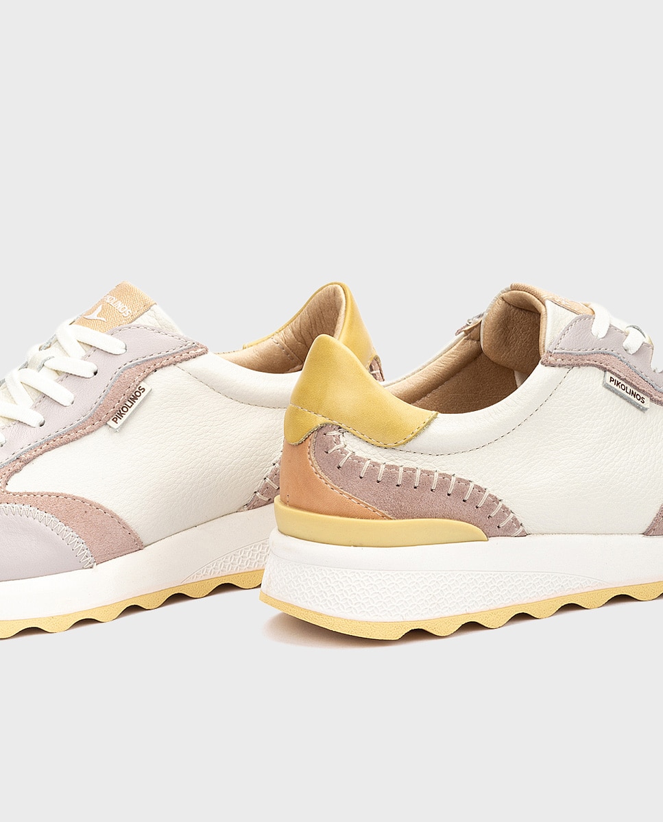 Zapatillas de mujer de piel con plantilla acolchada memory foam y suela extraligera - Pikolinos - Rosa Rosa-4