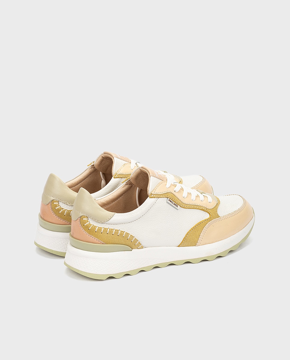Zapatillas de mujer de piel con plantilla acolchada memory foam y suela extraligera - Pikolinos - Crema Crema-2