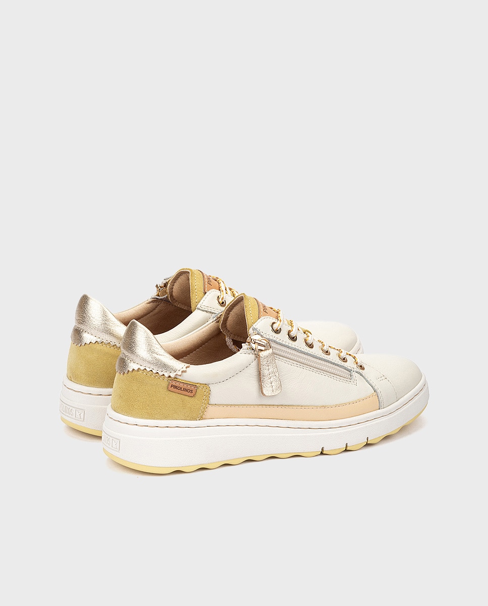 Zapatillas de mujer de piel con suela extraligera y plantilla extraíble - Pikolinos - Beige Beige-2