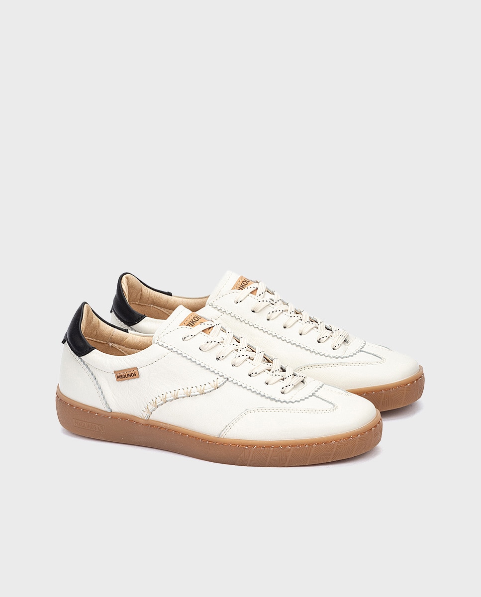Zapatillas de mujer de piel con plantilla memory foam extraíble en color - Pikolinos - Blanco Blanco-3
