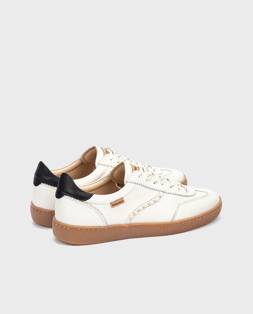 Zapatillas de mujer de piel con plantilla memory foam extraíble en color - Pikolinos - Blanco Blanco-2
