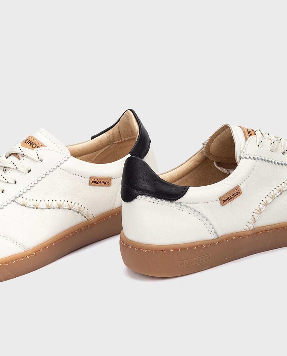 Zapatillas de mujer de piel con plantilla memory foam extraíble en color - Pikolinos - Blanco Blanco-4