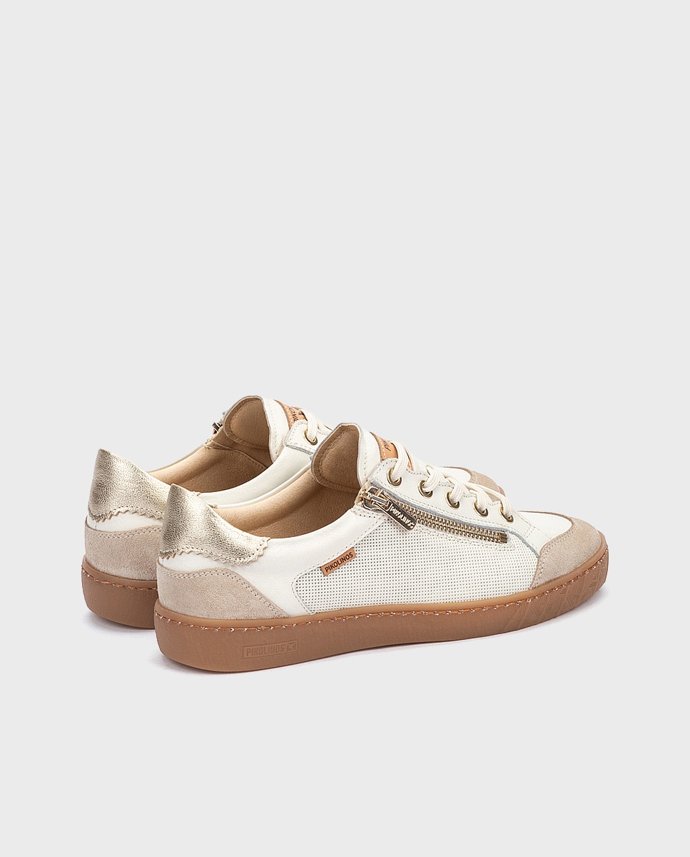 Zapatillas de mujer de piel con plantilla memory foam extraíble en color - Pikolinos - Blanco Blanco-2