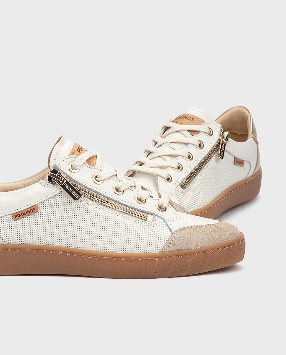 Zapatillas de mujer de piel con plantilla memory foam extraíble en color - Pikolinos - Blanco Blanco-4