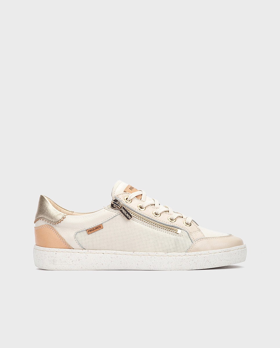 Zapatillas de mujer de piel con plantilla memory foam extraíble en color - Pikolinos - Blanco Blanco-1