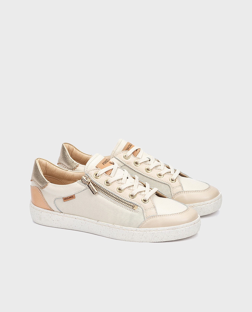 Zapatillas de mujer de piel con plantilla memory foam extraíble en color - Pikolinos - Blanco Blanco-3
