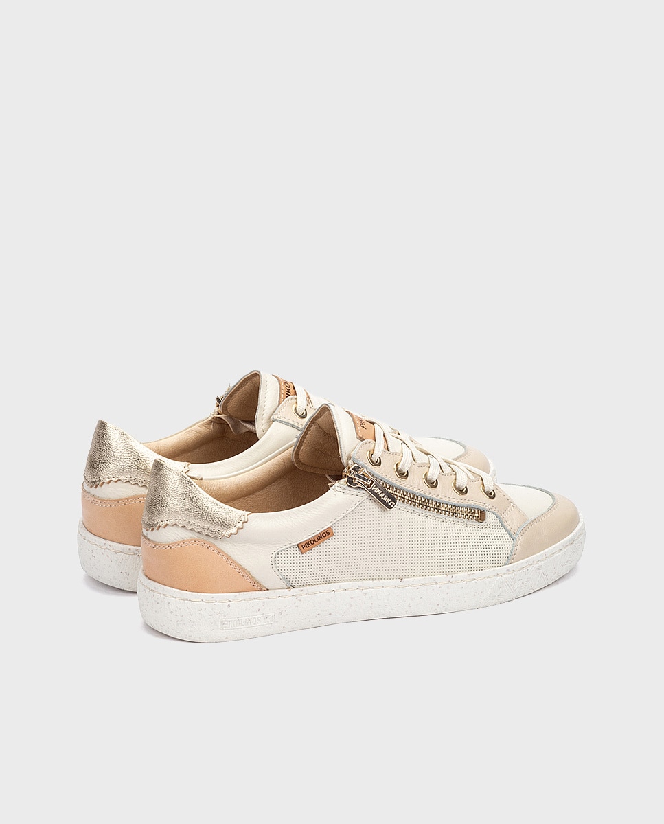 Zapatillas de mujer de piel con plantilla memory foam extraíble en color - Pikolinos - Blanco Blanco-2