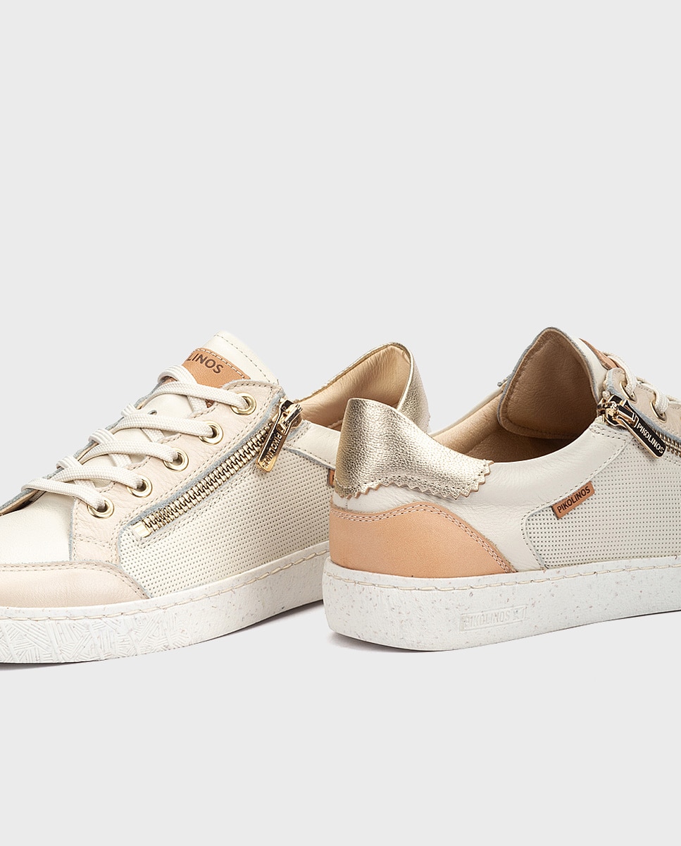 Zapatillas de mujer de piel con plantilla memory foam extraíble en color - Pikolinos - Blanco Blanco-4