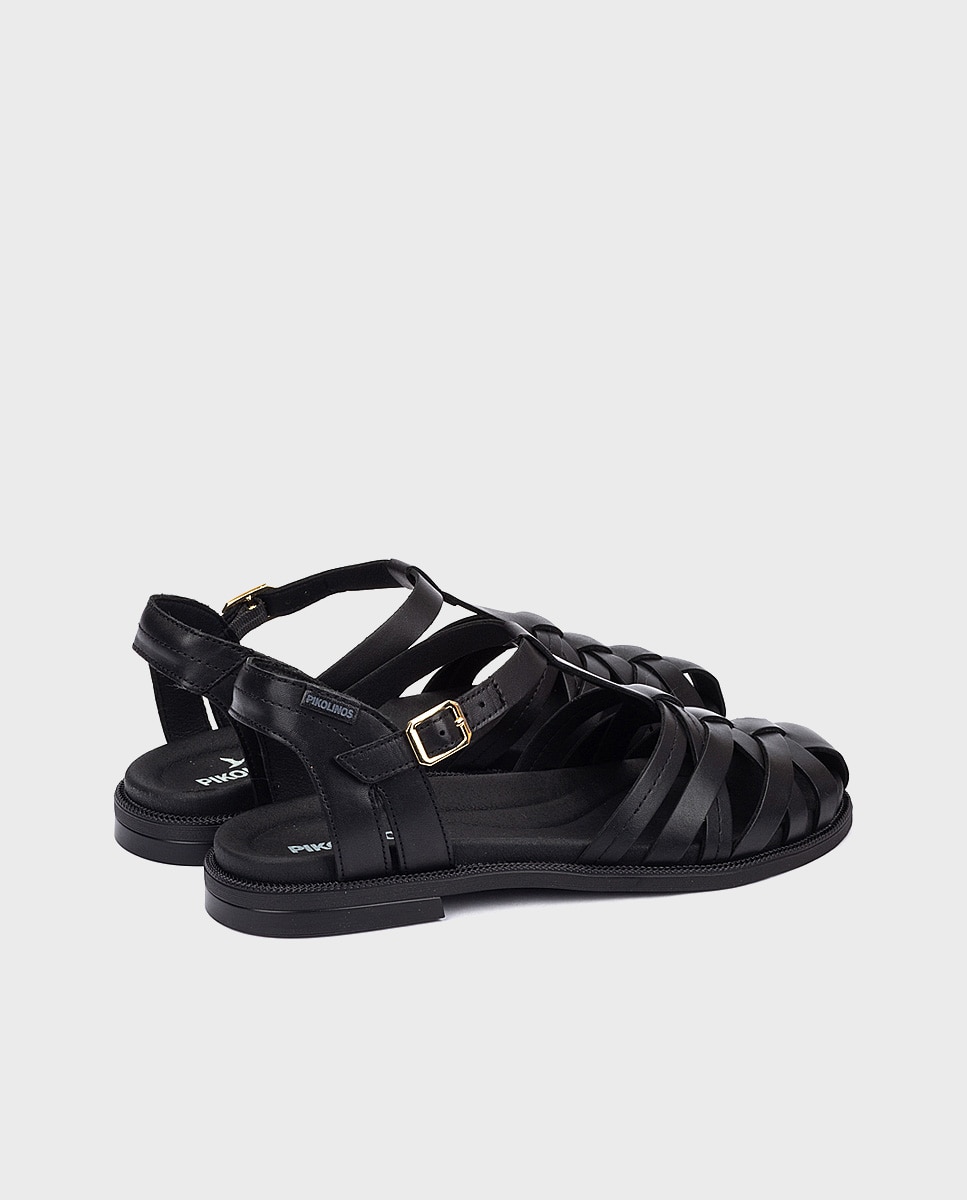 Sandalias planas de mujer de piel con hebilla - Pikolinos - Negro Negro-2