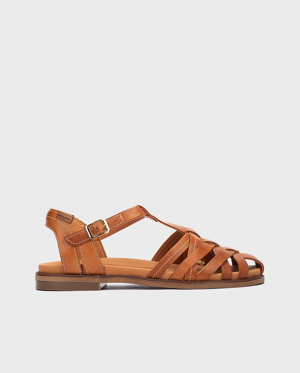 Sandalias planas de mujer de piel con hebilla - Pikolinos - Marrón Marrón-1