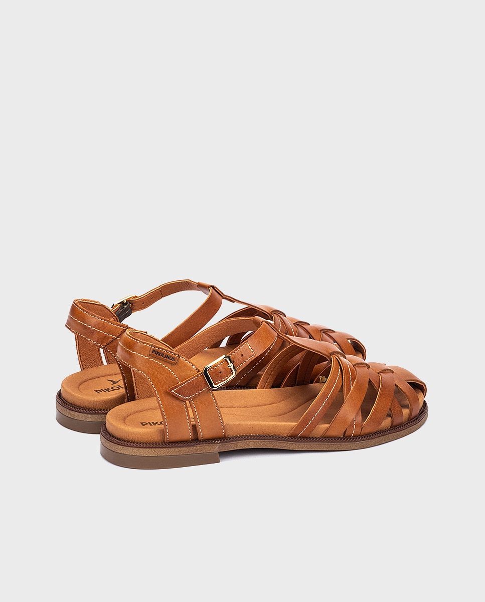 Sandalias planas de mujer de piel con hebilla - Pikolinos - Marrón Marrón-2