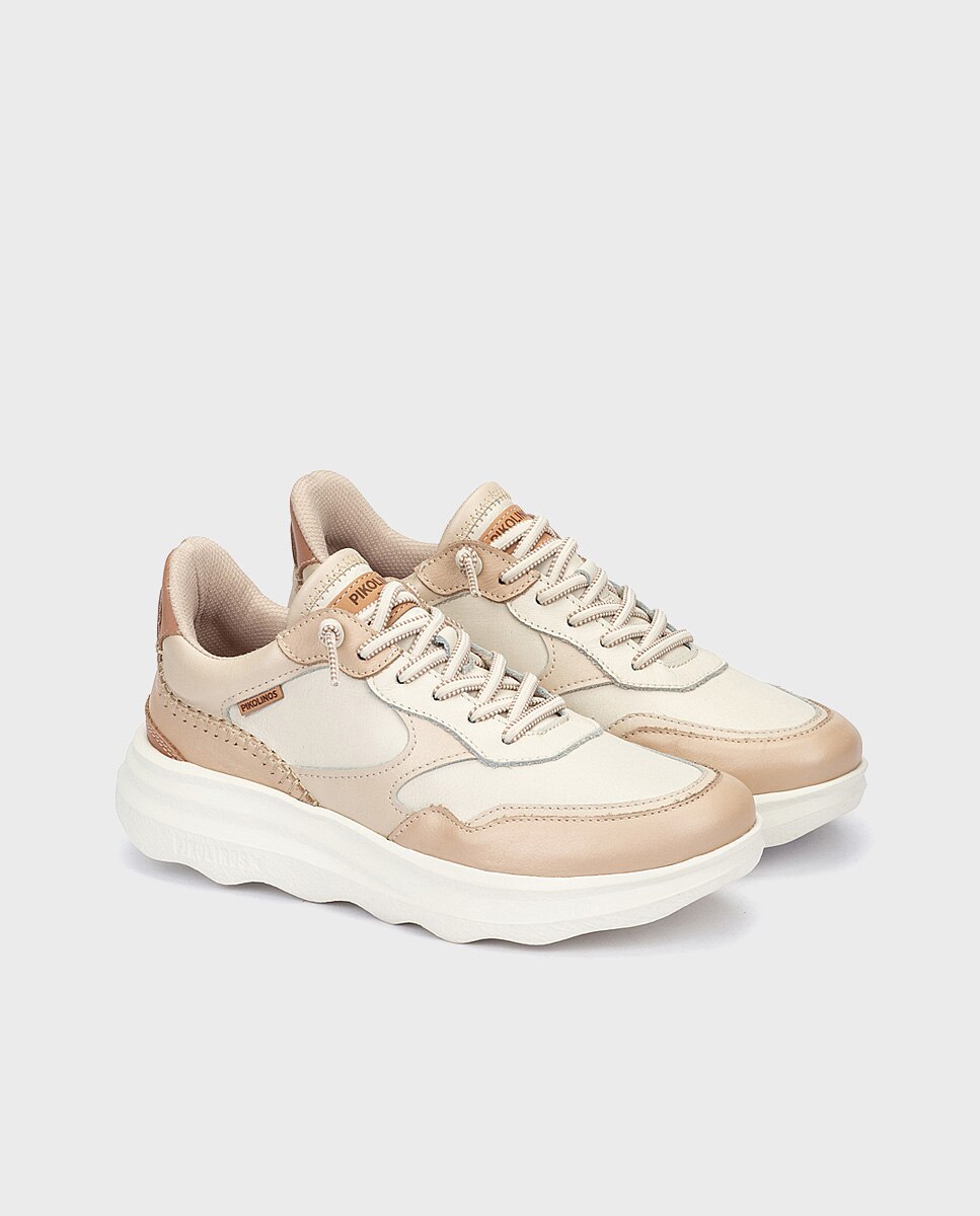 Zapatillas de mujer de piel con suela extraligera en color - Pikolinos - Blanco Blanco-3