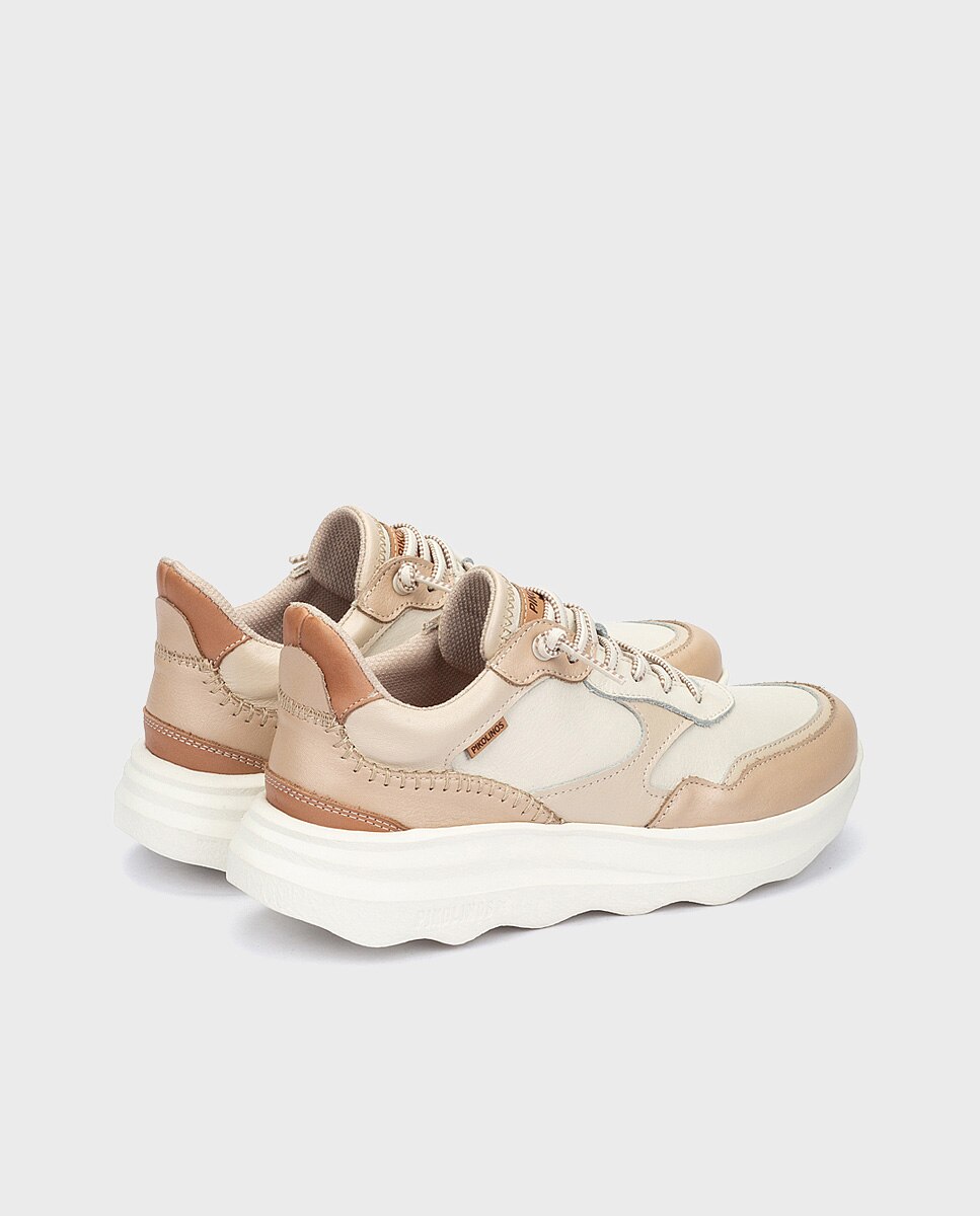 Zapatillas de mujer de piel con suela extraligera en color - Pikolinos - Blanco Blanco-2